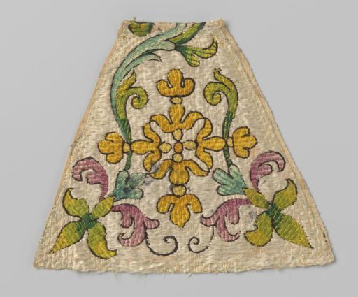 Linen Fragment with a Silk Ground Embroidered in Silk