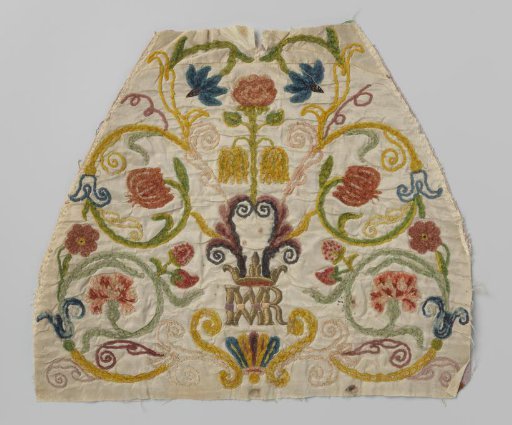 Linen fragment with a silk ground embroidered in silk