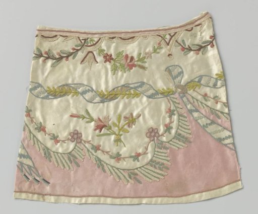 Fragment of silk fabric with multicolored embroidery