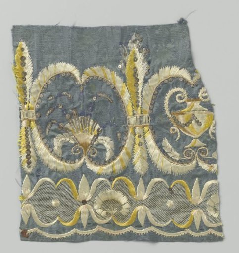 Fragment of silk fabric with embroidery