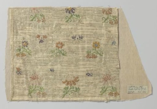 Fragment of silk with horizontal rows of small flowers