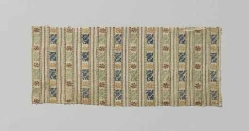Fragment of Oriental textile with a multicolored striped pattern