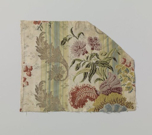 Fragment of multicolored brocaded silk