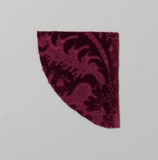 Fragment of red silk velvet and satin