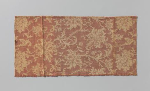 Fragment of Reddish-Brown with Cream-Weave in Wool and Linen; Damask
