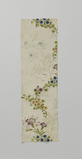 Fragment of multicolored brocaded silk