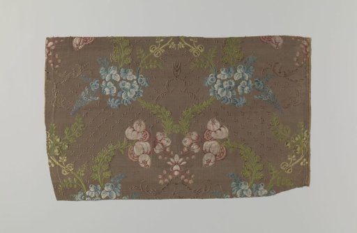 Fragment of multicolored silk fabric