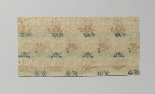 Fragment of multicoloured silk damask