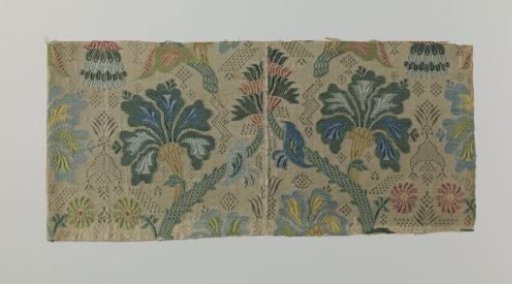 Fragment of multicoloured embroidered silk