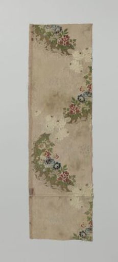Fragment of multicolored brocaded silk