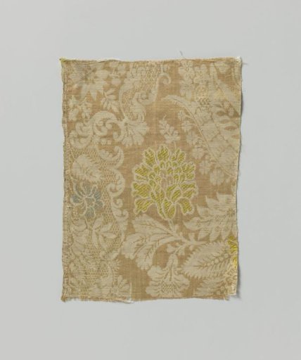 Fragment of multicolored silk damask