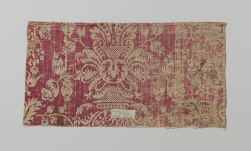 Fragment of Two Joined Pieces of Red Silk