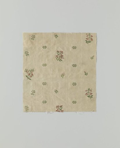 Fragment of a Multicolored Striped Embroidered Silk