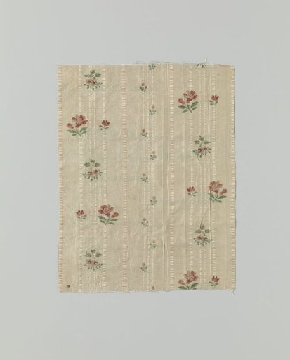 Fragment of a Multicolored Striped Embroidered Silk