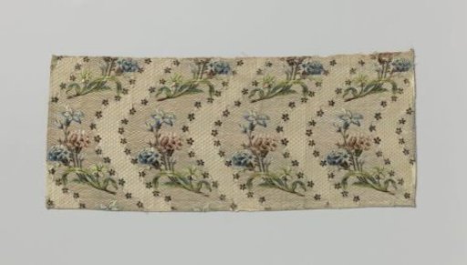 Fragment of multicolored silk droguet liseré