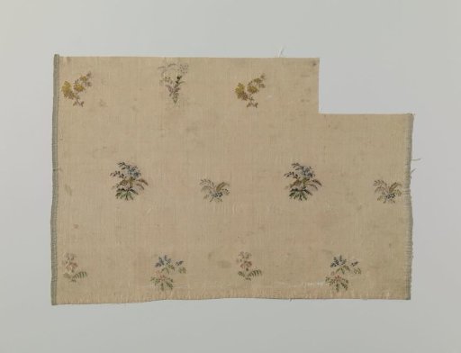 Fragment of multicolored brocaded silk