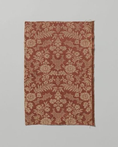 Fragment of red and white silk damask; damask