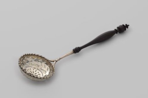 Sugar Spoon with Round Openwork Bowl with Twisted, Notched Rim
