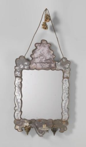 Mirror with cut glass, decorated around with branches