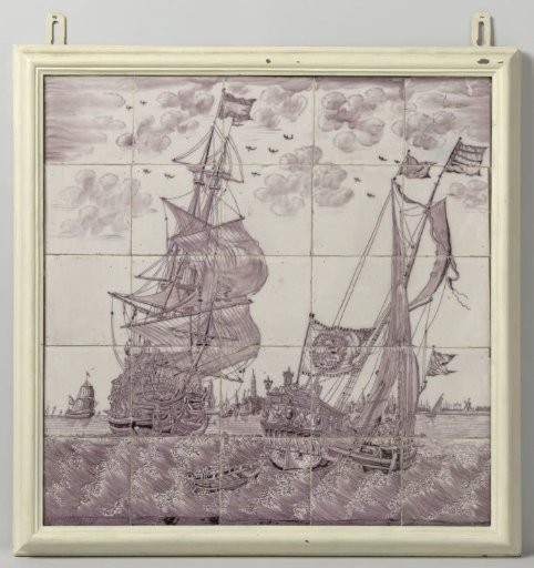 Tile panel depicting a ship