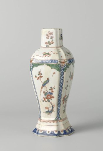 Vase, painted in many colours with flowers and birds
