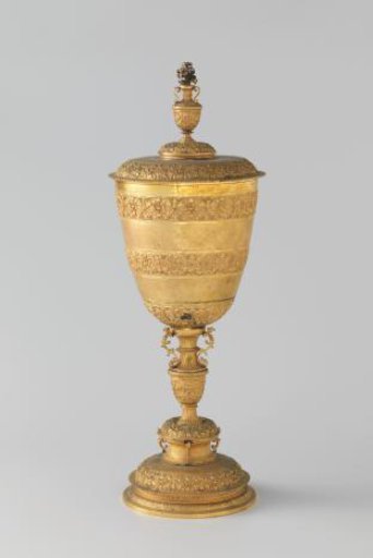 Galvanoplastic reproduction of a covered jar with scenes related to hunting