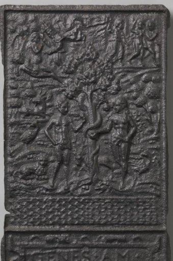 Stove tile with Adam and Eve