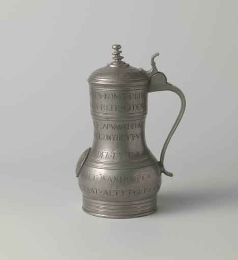 Tin guild can of the bakers' guild, for Johanes van Sas