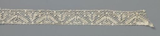 Strip of Bobbin Lace with Triangular Fields and Stylized Cup Flower