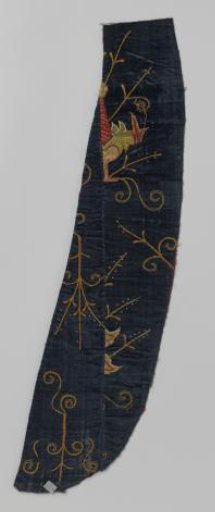 Chasuble, fragment, with flowers embroidered in silk and gold thread