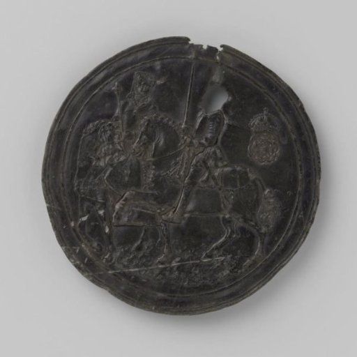 Plaquette with a queen and a knight on horseback