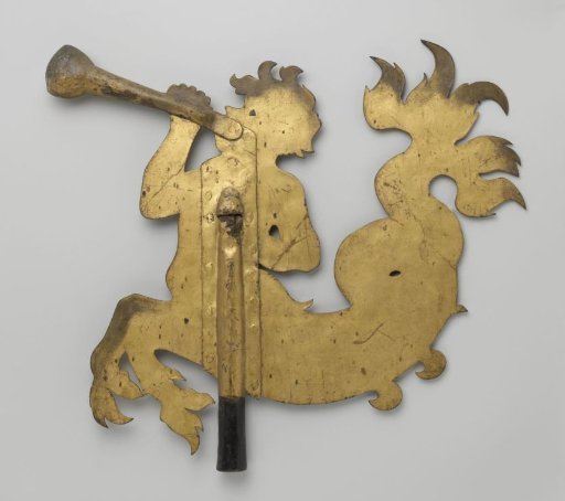 Copper weather vane with triton, from the Hogewoerd Gate in Leiden