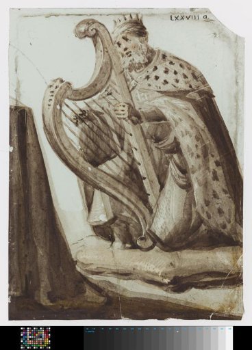 Pane with harp-playing David