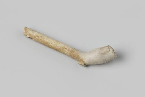 Pipe of white clay with lozenge figures containing lilies
