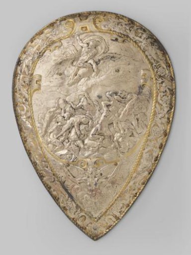 Galvanoplastic reproduction of a shield with the Revolt of the Titans