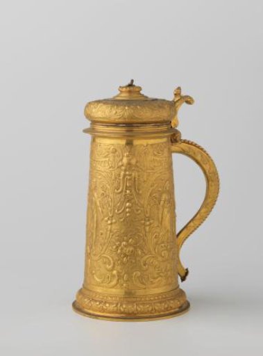 Galvanoplastic reproduction of a covered drinking vessel with representations of mythological figures