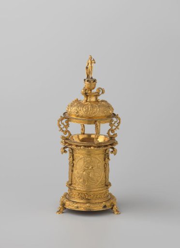 Galvanoplastic reproduction of a salt cellar with a statuette of a warrior