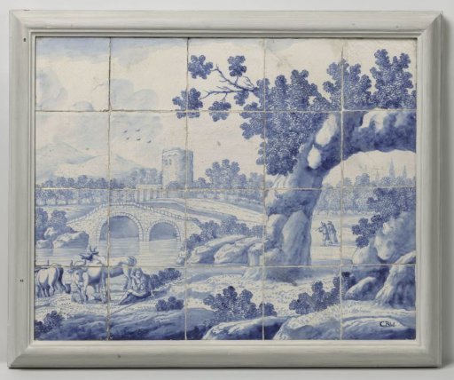 Tile panel with a landscape