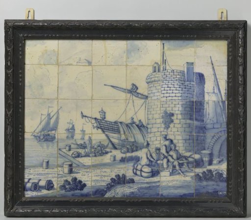 Tile tableau with a harbor view