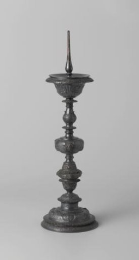 Galvanoplastic reproduction of an altar candelabrum decorated with fruits, flowers, and cherub heads