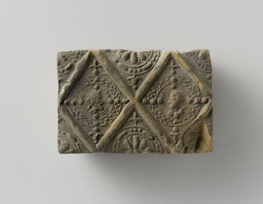 Fired Fireplace with Panels Containing Busts in Medallions