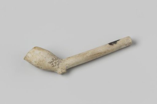 Part of a stoneware pipe with two star-shaped flowers