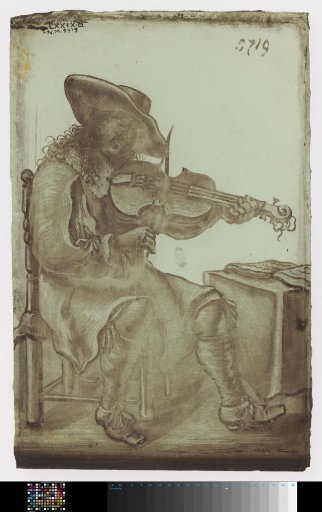 Panel with a man playing a violin