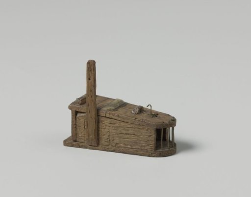Rat trap with bars on the semicircular short side, the opposite side with a trap door