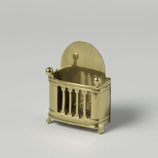 Fire basket, on three legs, with openwork bowl and a semi-circular backplate