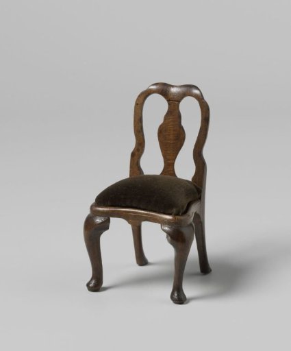 Chair with open backrest and central stile, seat upholstered in green velvet