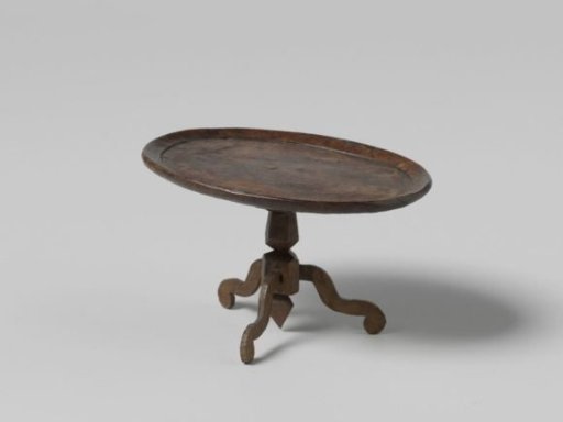 Table with oval top, on hexagonal baluster stem