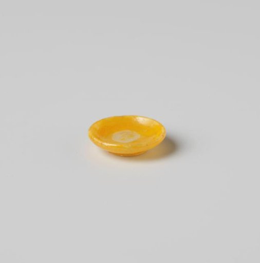 Dish, yellow lacquered