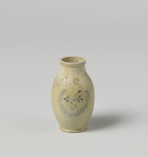 Jug, decorated with blue floral and vine motifs on a white ground