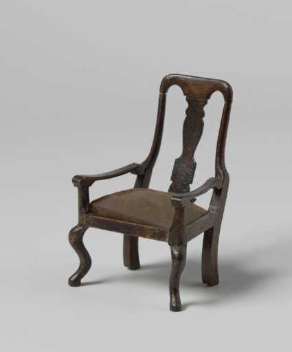 Armchair, the back with a vase-shaped central panel, the seat with burgundy velvet